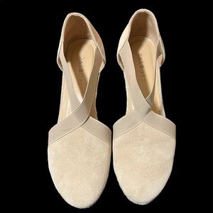 Talbots beige suede wedge shoes sandals